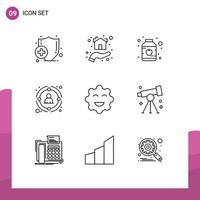 Pictogram Set of 9 Simple Outlines of biscuits strategic baby people management Editable Vector Design Elements