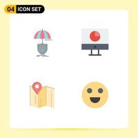Set of 4 Modern UI Icons Symbols Signs for insurance payments digital finance map Editable Vector Design Elements