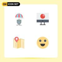 conjunto de 4 iconos de interfaz de usuario modernos símbolos signos para pagos de seguros mapa financiero digital elementos de diseño vectorial editables vector