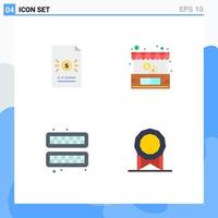 Set of 4 Vector Flat Icons on Grid for banking cold file ecommerce ice Editable Vector Design Elements