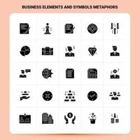 Solid 25 business elements and symbols metaphors Icon set Vector Glyph Style Design Black Icons Set Web and Mobile Business ideas design Vector Illustration