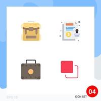 paquete de iconos de vector de stock de 4 signos y símbolos de línea para bolso maletín senderismo contrato maleta elementos de diseño de vector editables