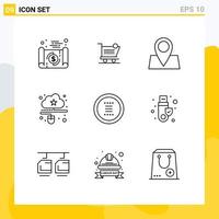 Set of 9 Modern UI Icons Symbols Signs for mouse connected item cloud map Editable Vector Design Elements