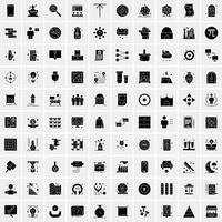 Set of 100 Business Solid Glyph icons vector