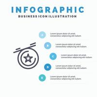 Star Medal Blue Infographics Template 5 Steps Vector Line Icon template