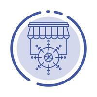 Shop Shopping Goal Business Blue Dotted Line Line Icon vector