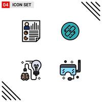 4 Creative Icons Modern Signs and Symbols of data link report chain storming Editable Vector Design Elements