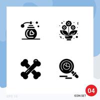 Universal Icon Symbols Group of 4 Modern Solid Glyphs of perfume rheumatism bouquet bone health faind Editable Vector Design Elements