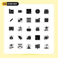 Universal Icon Symbols Group of 25 Modern Solid Glyphs of drink user credit card target view Editable Vector Design Elements