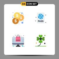 4 Creative Icons Modern Signs and Symbols of budget online beach pool online store Editable Vector Design Elements