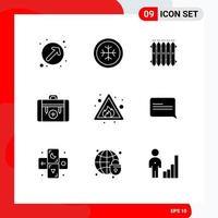 Set of 9 Modern UI Icons Symbols Signs for alert hiking heating health bag Editable Vector Design Elements