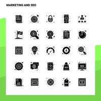 25 conjunto de iconos de marketing y seo plantilla de ilustración de vector de icono de glifo sólido para ideas web y móviles para empresa comercial