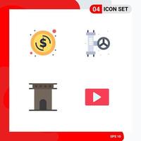 Mobile Interface Flat Icon Set of 4 Pictograms of circle architecture money plumbing historic Editable Vector Design Elements