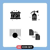 Mobile Interface Solid Glyph Set of Pictograms of electricity search battery security document Editable Vector Design Elements