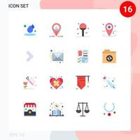 Mobile Interface Flat Color Set of 16 Pictograms of next arrow food medical hospital Editable Pack of Creative Vector Design Elements