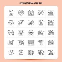 OutLine 25 International Jazz Day Icon set Vector Line Style Design Black Icons Set Linear pictogram pack Web and Mobile Business ideas design Vector Illustration