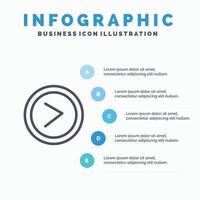 Arrow Interface Right User Line icon with 5 steps presentation infographics Background vector