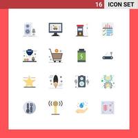 Group of 16 Modern Flat Colors Set for seo page shopping document fuel Editable Pack of Creative Vector Design Elements