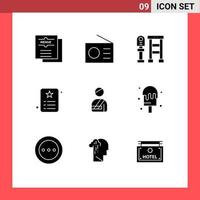 Pictogram Set of 9 Simple Solid Glyphs of identity id card technology id stop Editable Vector Design Elements