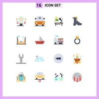 Group of 16 Modern Flat Colors Set for life spring auction shoe activity Editable Pack of Creative Vector Design Elements