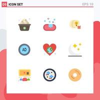 Modern Set of 9 Flat Colors and symbols such as love globe transfer earth ad blocker Editable Vector Design Elements