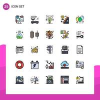 Modern Set of 25 Filled line Flat Colors Pictograph of top list success point reward idea Editable Vector Design Elements