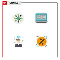 4 Universal Flat Icons Set for Web and Mobile Applications atom computer chemistry coding on Editable Vector Design Elements