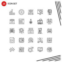 Pack of 25 creative Lines of caliper programming user development computer Editable Vector Design Elements