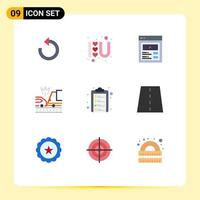 Mobile Interface Flat Color Set of 9 Pictograms of clipboard truck custom content crash accident Editable Vector Design Elements