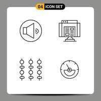 Set of 4 Modern UI Icons Symbols Signs for sound meat application web ampere Editable Vector Design Elements