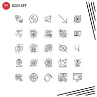 Mobile Interface Line Set of 25 Pictograms of massage chinese bell u arrow Editable Vector Design Elements