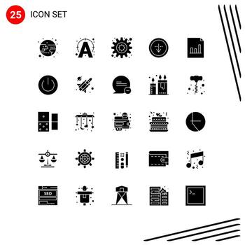 grupo de 25 glifos sólidos modernos establecidos para la interfaz de motivación de análisis de gráficos descargar elementos de diseño de vectores editables