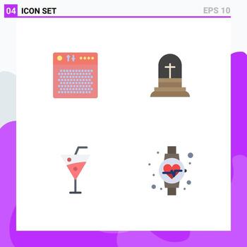 User Interface Pack of 4 Basic Flat Icons of amplifier beach multimedia christian beverage Editable Vector Design Elements