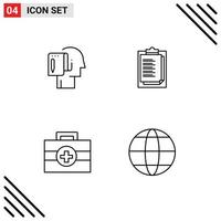 Pictogram Set of 4 Simple Filledline Flat Colors of begin hospital note report card medical Editable Vector Design Elements
