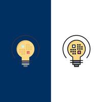 Data Insight Light Bulb  Icons Flat and Line Filled Icon Set Vector Blue Background