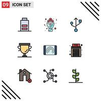 Universal Icon Symbols Group of 9 Modern Filledline Flat Colors of interface user connection interaction prize Editable Vector Design Elements