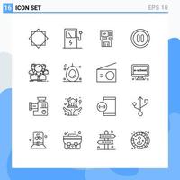 16 User Interface Outline Pack of modern Signs and Symbols of user interface bankomat money finance Editable Vector Design Elements