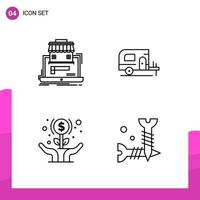 Outline Icon set Pack of 4 Line Icons isolated on White Background for responsive Website Design Print and Mobile Applications vector