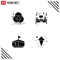 4 Universal Solid Glyph Signs Symbols of balance light measurement desk transport Editable Vector Design Elements