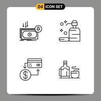 Universal Icon Symbols Group of 4 Modern Filledline Flat Colors of business soap expense care card Editable Vector Design Elements