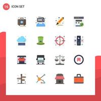 Set of 16 Modern UI Icons Symbols Signs for storage cloud influencer web browser Editable Pack of Creative Vector Design Elements