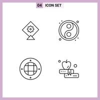 4 Universal Filledline Flat Colors Set for Web and Mobile Applications kite apple ball lamp education Editable Vector Design Elements