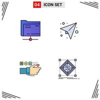 4 Creative Icons Modern Signs and Symbols of folder technology storage plan heart Editable Vector Design Elements