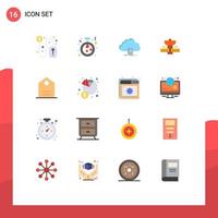 Set of 16 Modern UI Icons Symbols Signs for space satelite cloud space download Editable Pack of Creative Vector Design Elements