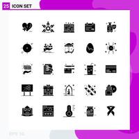 25 Universal Solid Glyph Signs Symbols of insurance date teamwork calendar html Editable Vector Design Elements