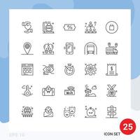 Pictogram Set of 25 Simple Lines of beliefs share mother people business Editable Vector Design Elements