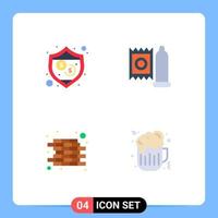 User Interface Pack of 4 Basic Flat Icons of protection wall condom medicine fast food Editable Vector Design Elements