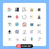 User Interface Pack of 25 Basic Flat Colors of tag favorite development bookmark marketing Editable Vector Design Elements