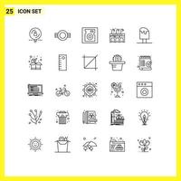 25 User Interface Line Pack of modern Signs and Symbols of cool pub plain life hard Editable Vector Design Elements