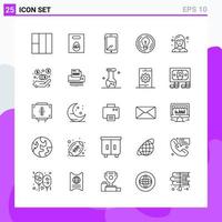 conjunto de 25 iconos en estilo de línea símbolos de contorno creativo para el diseño de sitios web y aplicaciones móviles signo de icono de línea simple aislado en fondo blanco 25 iconos creativo fondo de vector de icono negro